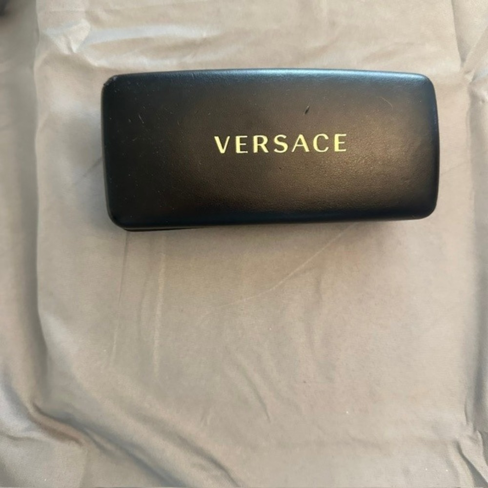 Versace Black Hard Shell Eyeglass Case Gold Logo Clamshell Sunglasses Storage